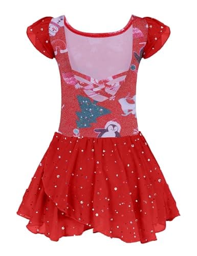 Girls Ballet Dance Dress with Ruffle Sleeves