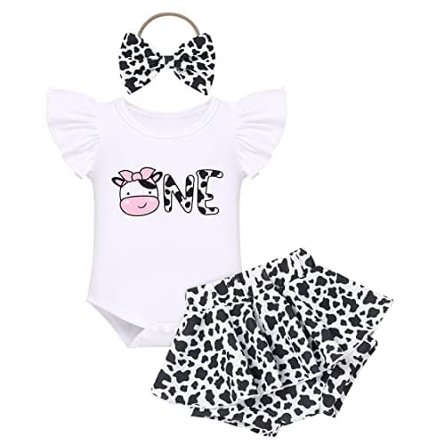 FYMNSI Baby Girls' First Birthday Sunflower Romper & Tutu shorts + Headband for Cake Smash Photo Props