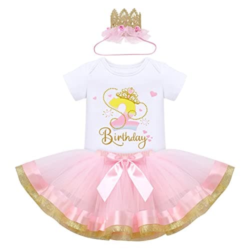 Baby Girl Toddler Kids Birthday Party Cake Smash Tutu Set 3 pcs