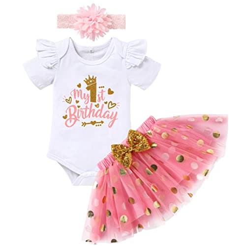 Onederland GRNSHTS Baby Girl First Birthday Romper & Tutu Skirt Outfit