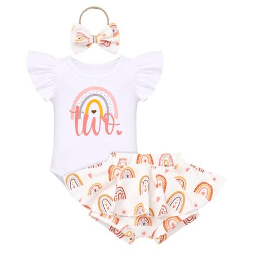 FYMNSI Baby Girls' First Birthday Sunflower Romper & Tutu shorts + Headband for Cake Smash Photo Props