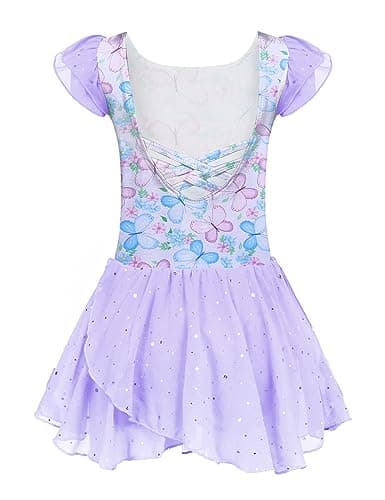 Girls Ballet Dance Dress with Ruffle Sleeves