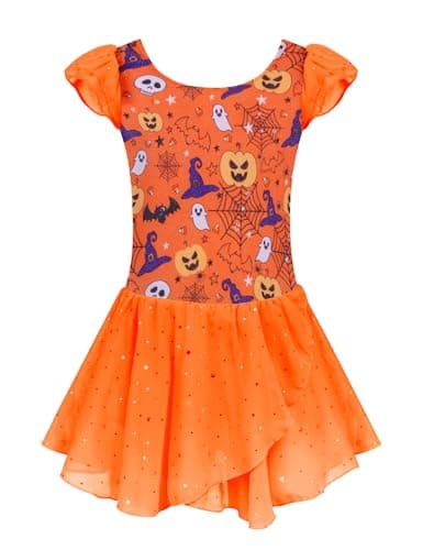 Girls Ballet Dance Dress with Ruffle Sleeves