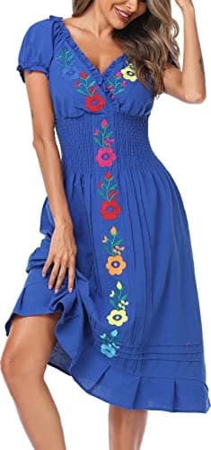 Mexican Embroidered Casual Dress for Women