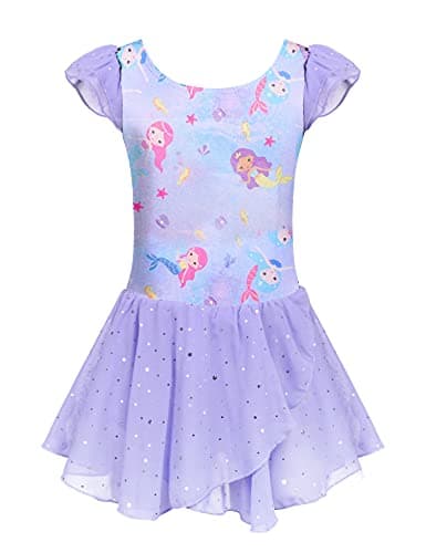 Girls Ballet Dance Dress with Ruffle Sleeves
