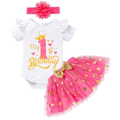 Onederland GRNSHTS Baby Girl First Birthday Romper & Tutu Skirt Outfit