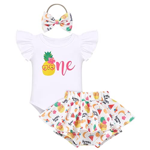 FYMNSI Baby Girls' First Birthday Sunflower Romper & Tutu shorts + Headband for Cake Smash Photo Props