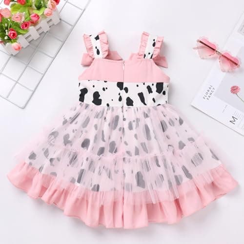 Love Heart Strawberry Bunny Printed Princess Party Dress for Toddlers and Kids