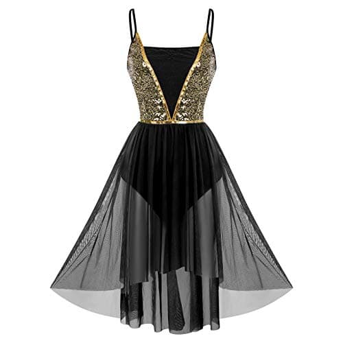 Sparkly Spaghetti Strap High Low Dance Dress for Women