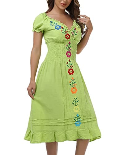 Mexican Embroidered Casual Dress for Women