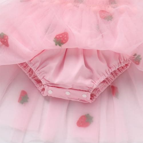 ODASDO Infant Baby Girls Strawberry Flower Dress