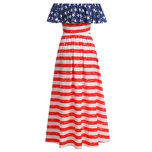 Off Shoulder Floral Print Mexican Maxi Dress for Women