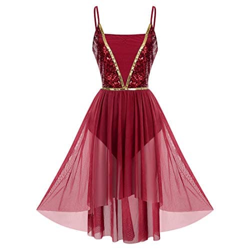 Sparkly Spaghetti Strap High Low Dance Dress for Women