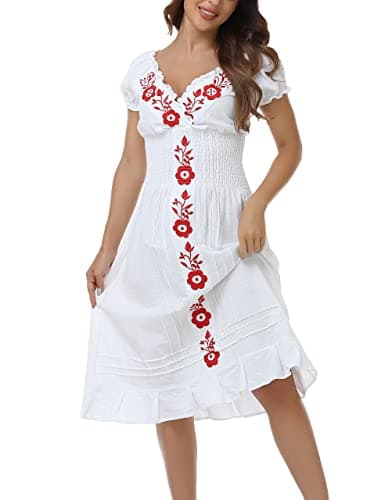 Mexican Embroidered Casual Dress for Women