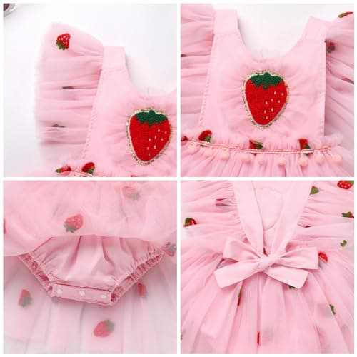 ODASDO Infant Baby Girls Strawberry Flower Dress