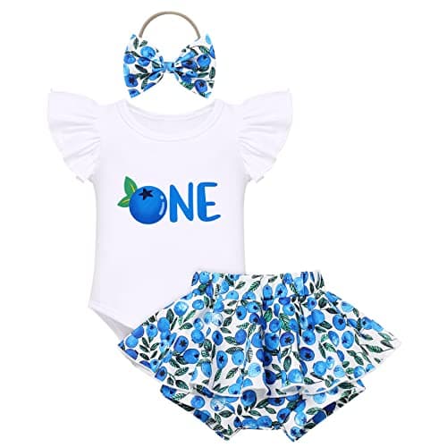 FYMNSI Baby Girls' First Birthday Sunflower Romper & Tutu shorts + Headband for Cake Smash Photo Props