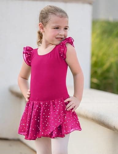 Girls Ballet Dance Dress with Ruffle Sleeves