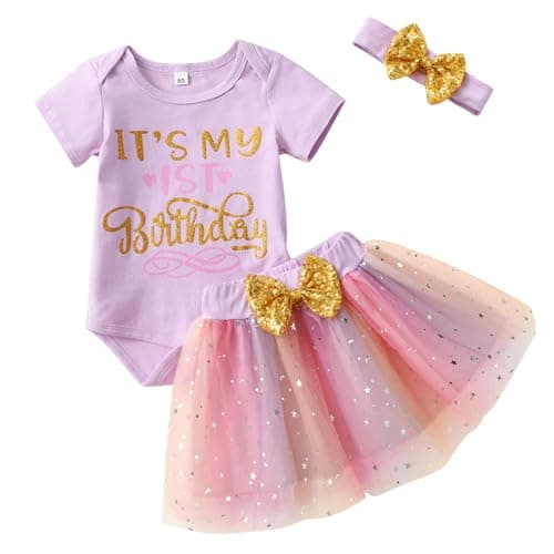GRNSHTS Baby Girl First Birthday Tutu Smash Cake Outfit