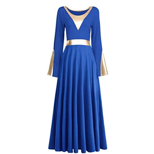 ODASDO Women Praise Dance Dress Metallic Maxi Robe