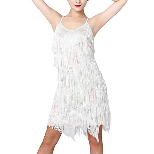 Latin Dance Dress for Adult Women with Sequins and Tassels