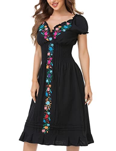 Mexican Embroidered Casual Dress for Women