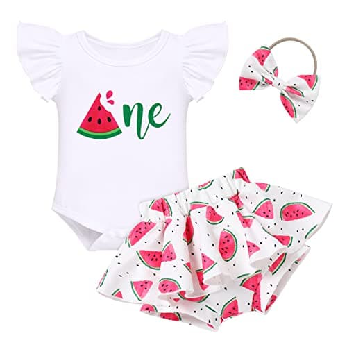 FYMNSI Baby Girls' First Birthday Sunflower Romper & Tutu shorts + Headband for Cake Smash Photo Props