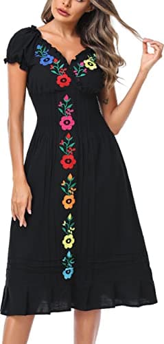 Mexican Embroidered Casual Dress for Women
