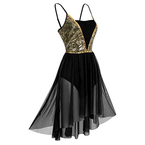Shiny Sequins High Low Mesh Tulle Lyrical Dance Dress for Women