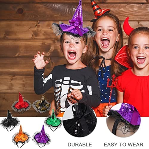 Halloween Witch Hat Headbands Set for Costume Parties