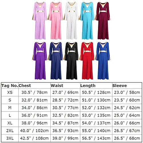 ODASDO Women Praise Dance Dress Metallic Maxi Robe