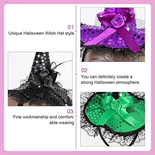 Halloween Witch Hat Headbands Set for Costume Parties