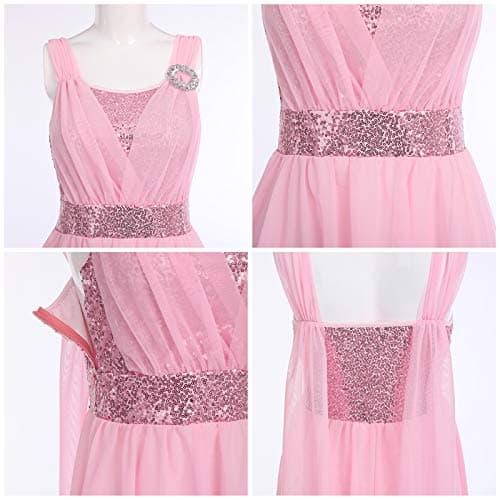 Women's Lyrical Dance Costume with Sequins and High Low Skirt