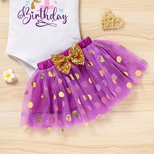 Onederland GRNSHTS Baby Girl First Birthday Romper & Tutu Skirt Outfit