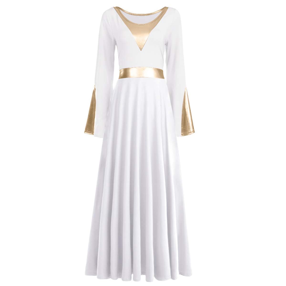 ODASDO Women Praise Dance Dress Metallic Maxi Robe