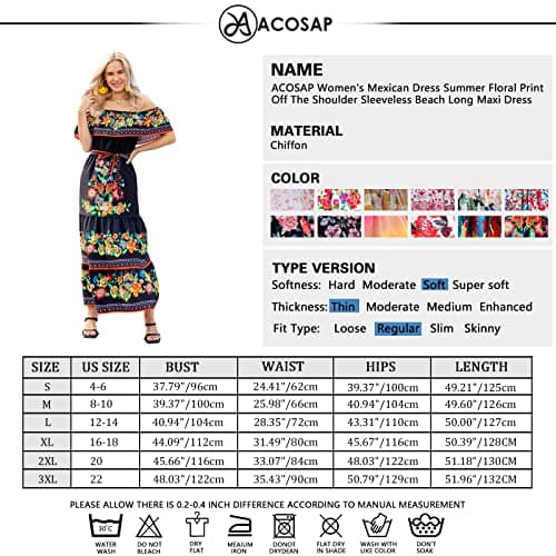 Mexican Floral Print Off The Shoulder Maxi Dress for Women