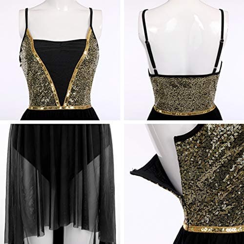 Shiny Sequins High Low Mesh Tulle Lyrical Dance Dress for Women