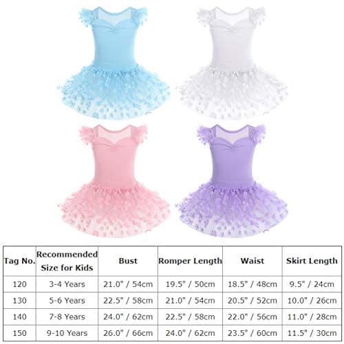 ODASDO Girls' Two-Piece Ballet Dress and Tutu Set for Ages 3-10