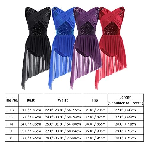 Elegant Lyrical Dance Dress with Lace Cap Sleeve and Asymmetrical Tulle Skirt (XS-XL)