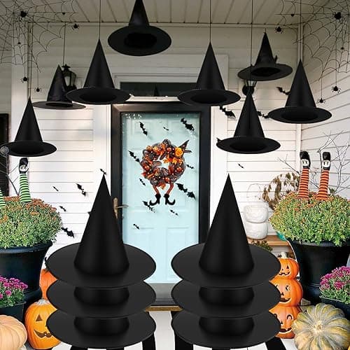 Black Halloween Witch Hat Set for Party Decorations