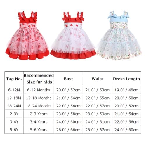 Love Heart Strawberry Bunny Printed Princess Party Dress for Toddlers and Kids