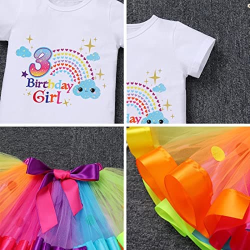 ODASDO Boho Rainbow Birthday Tutu Outfit for Baby Girl Toddler