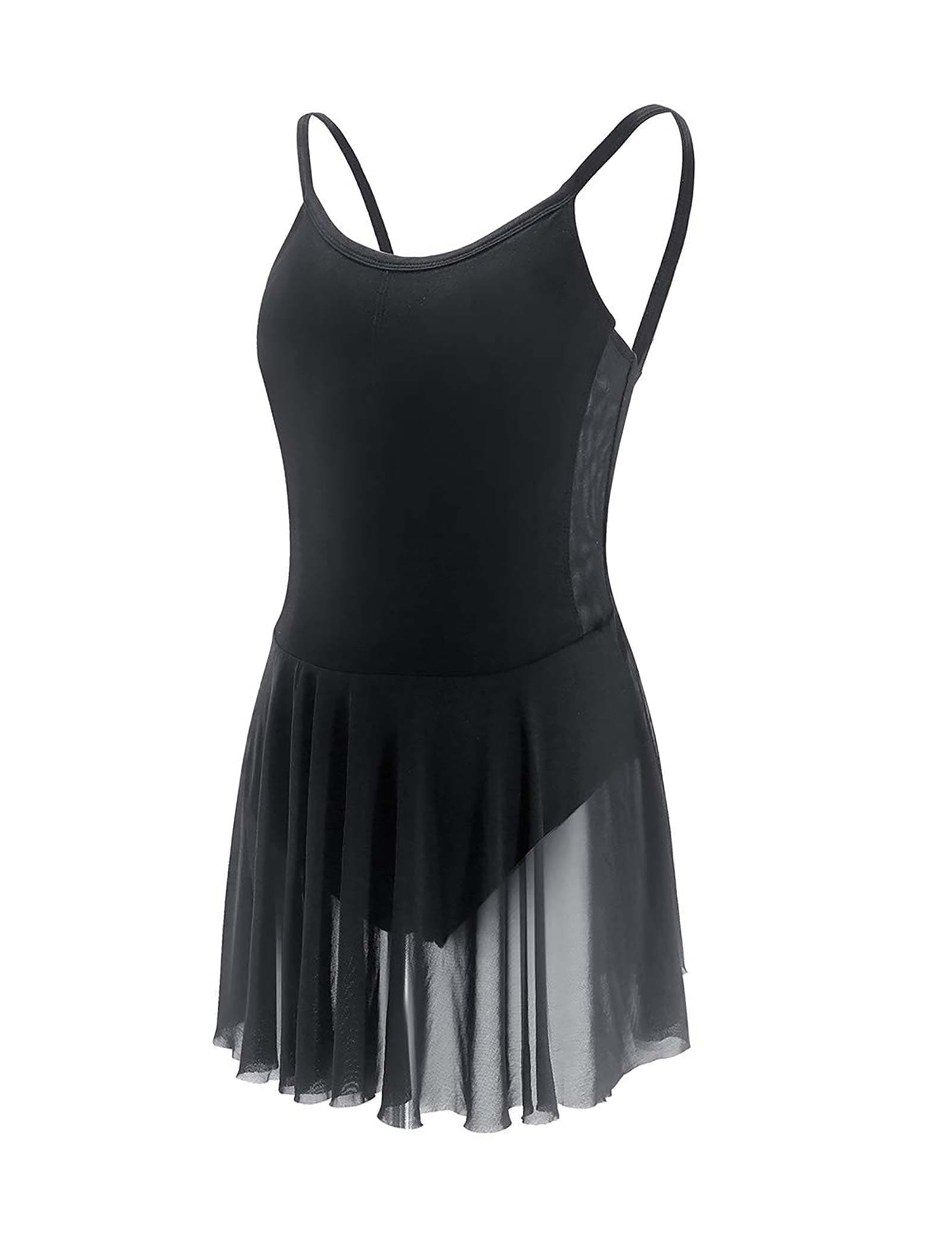 Daydance Black 3/4 Sleeve Ballet Skirted Leotard for Women