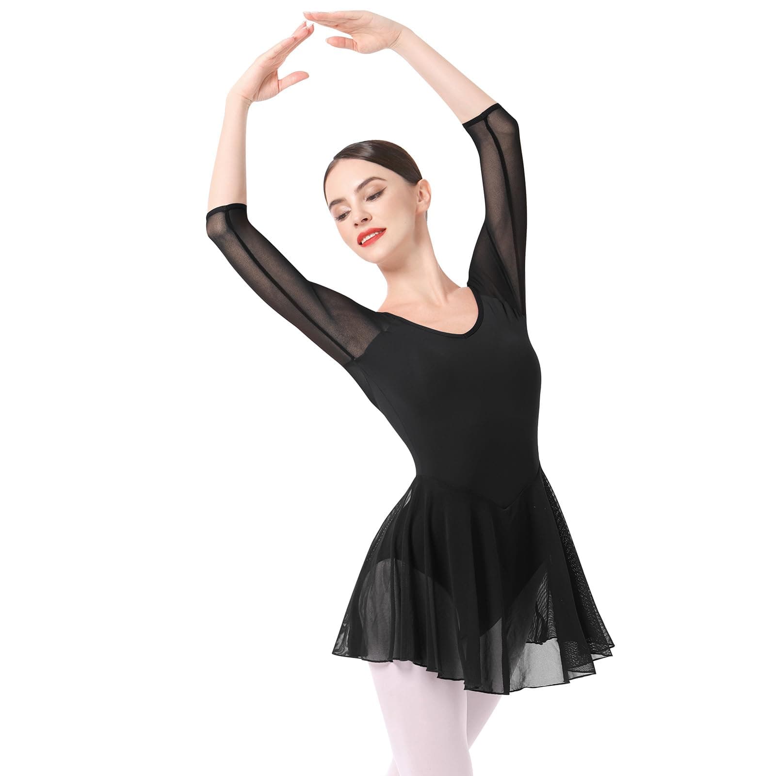 Women's 3/4 Sleeve Ballet Leotard with Skirt - Teens and Adults