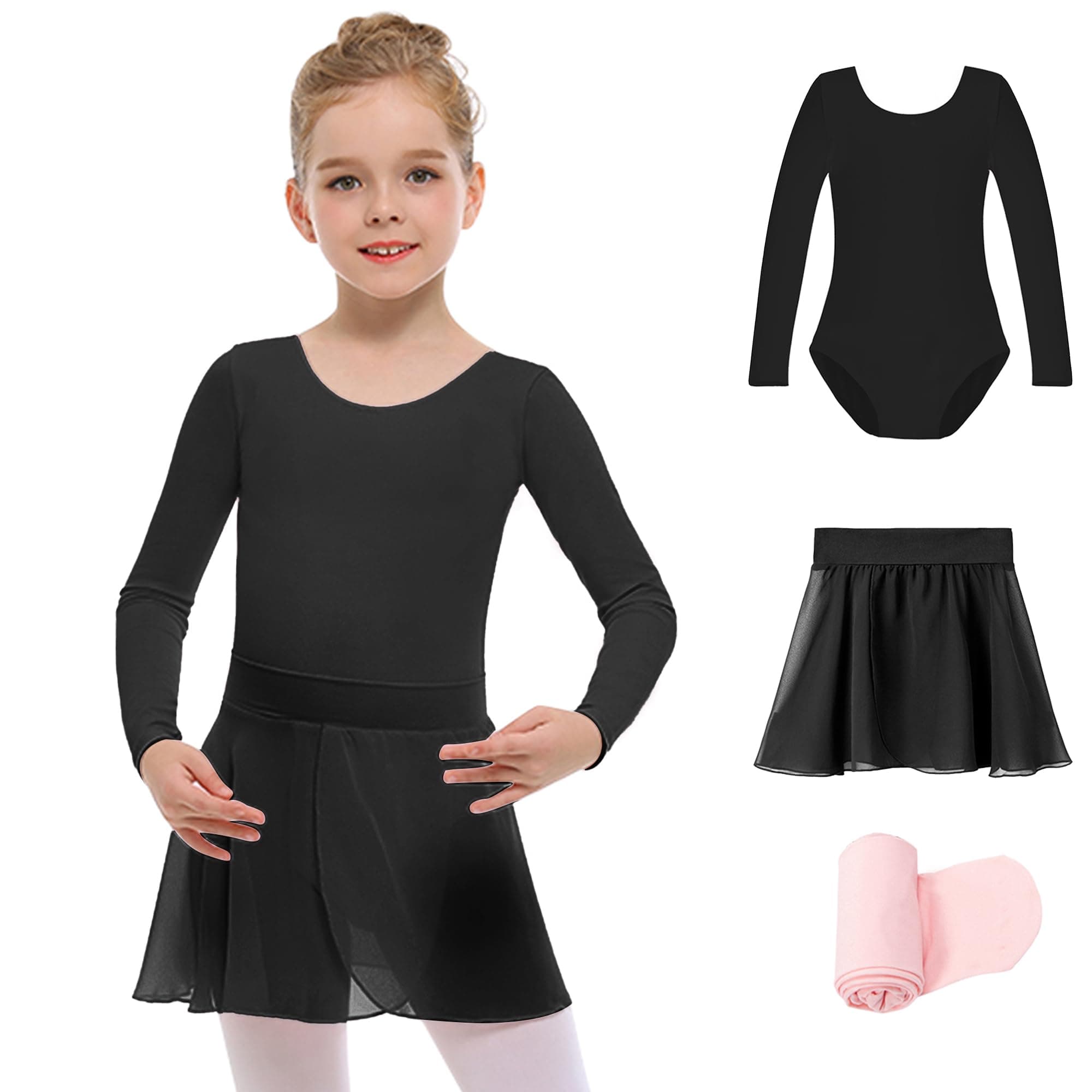 Girls Ballet Leotard Outfit with Skirt and Tights (Toddler to Big Kid)