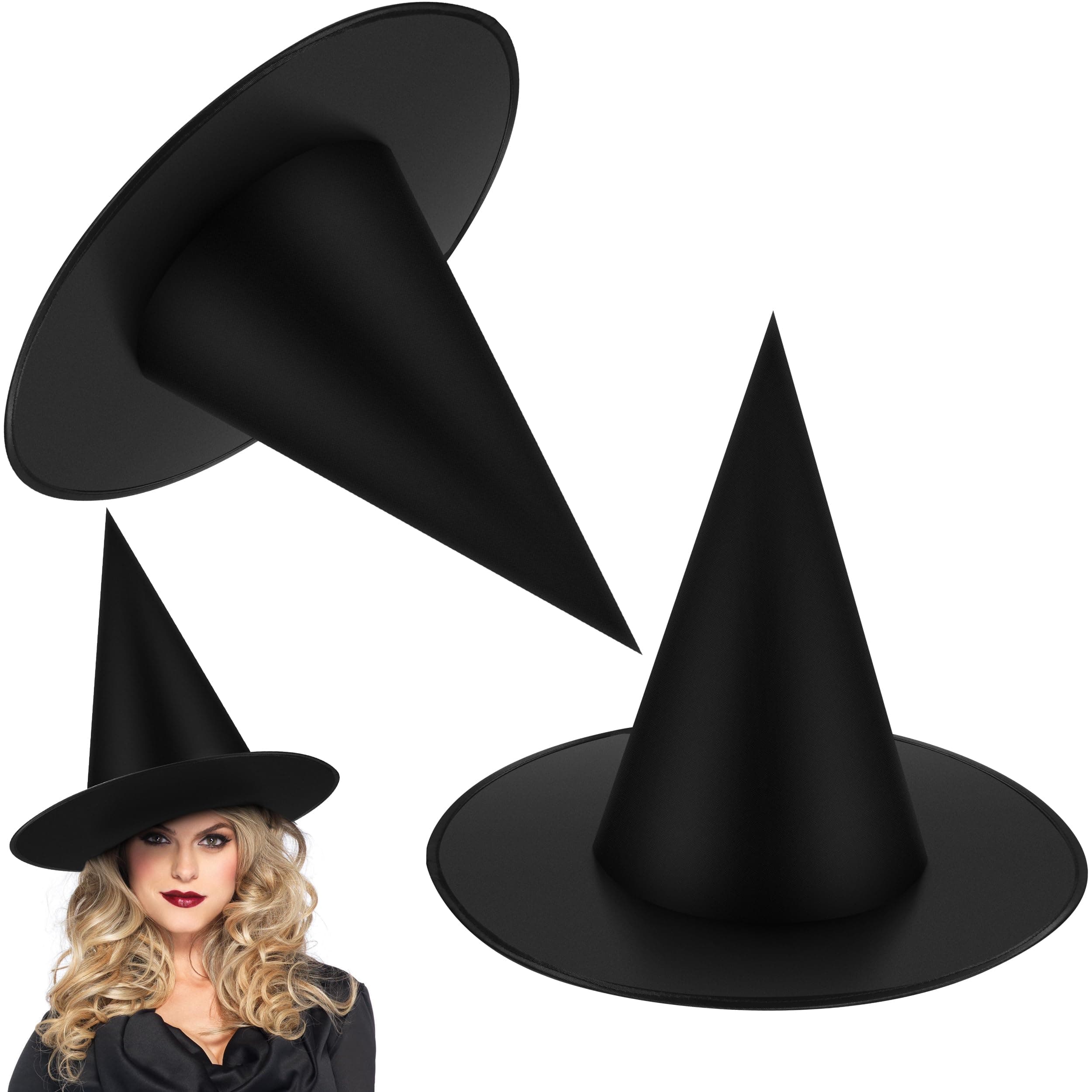 Black Halloween Witch Hat Set for Party Decorations
