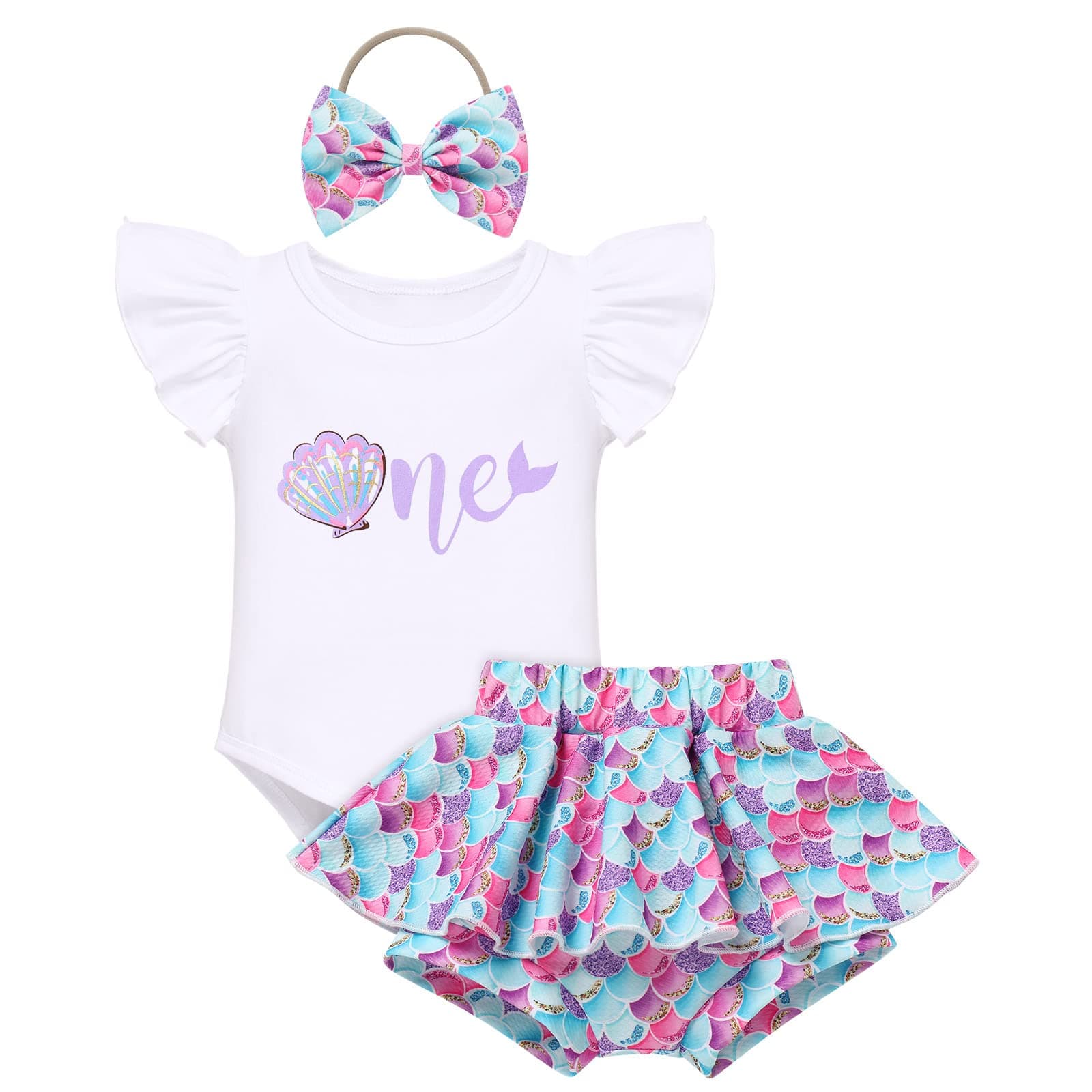 FYMNSI Baby Girls' First Birthday Sunflower Romper & Tutu shorts + Headband for Cake Smash Photo Props