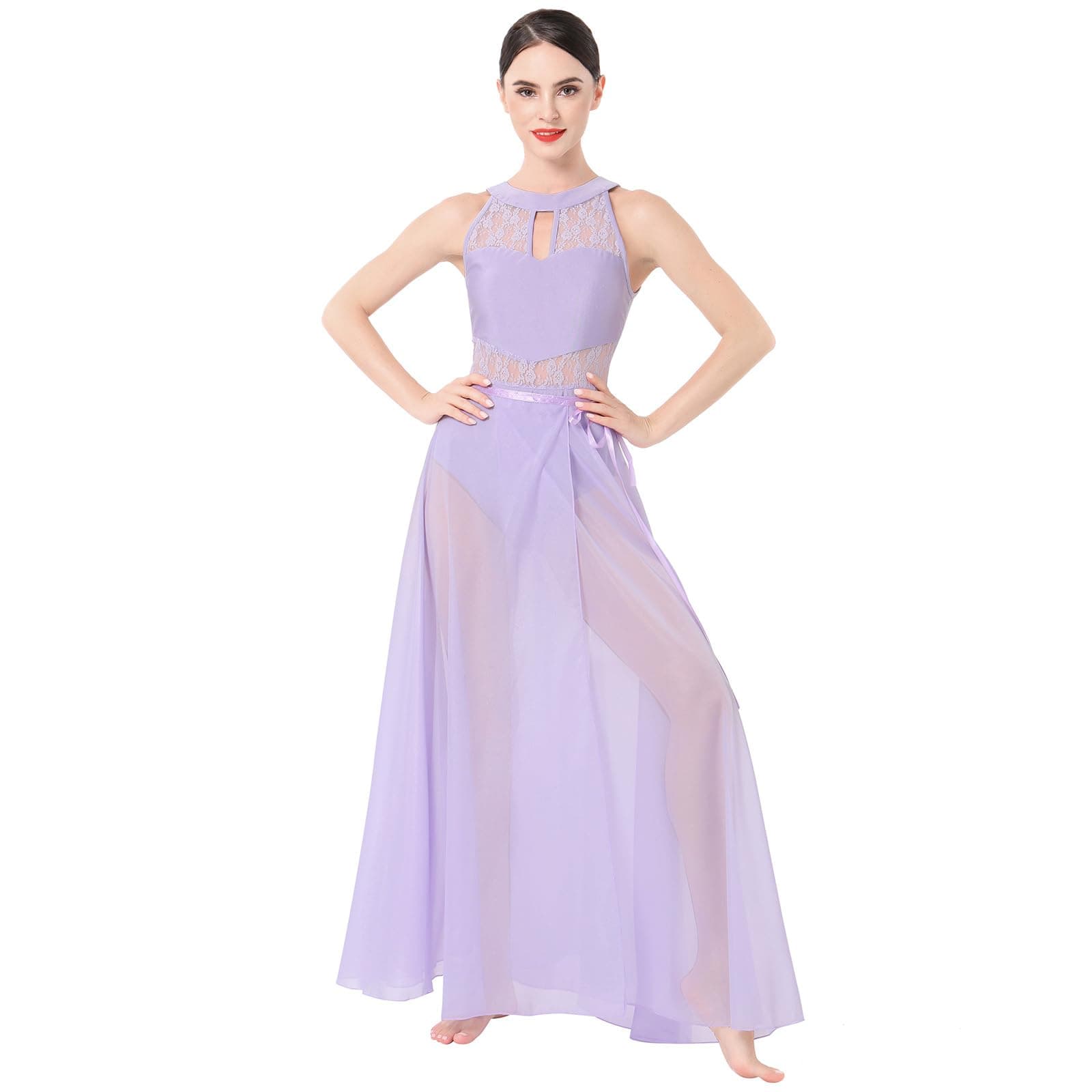 Lyrical Dance Costume for Women - Leotard and Long Wrap Skirt