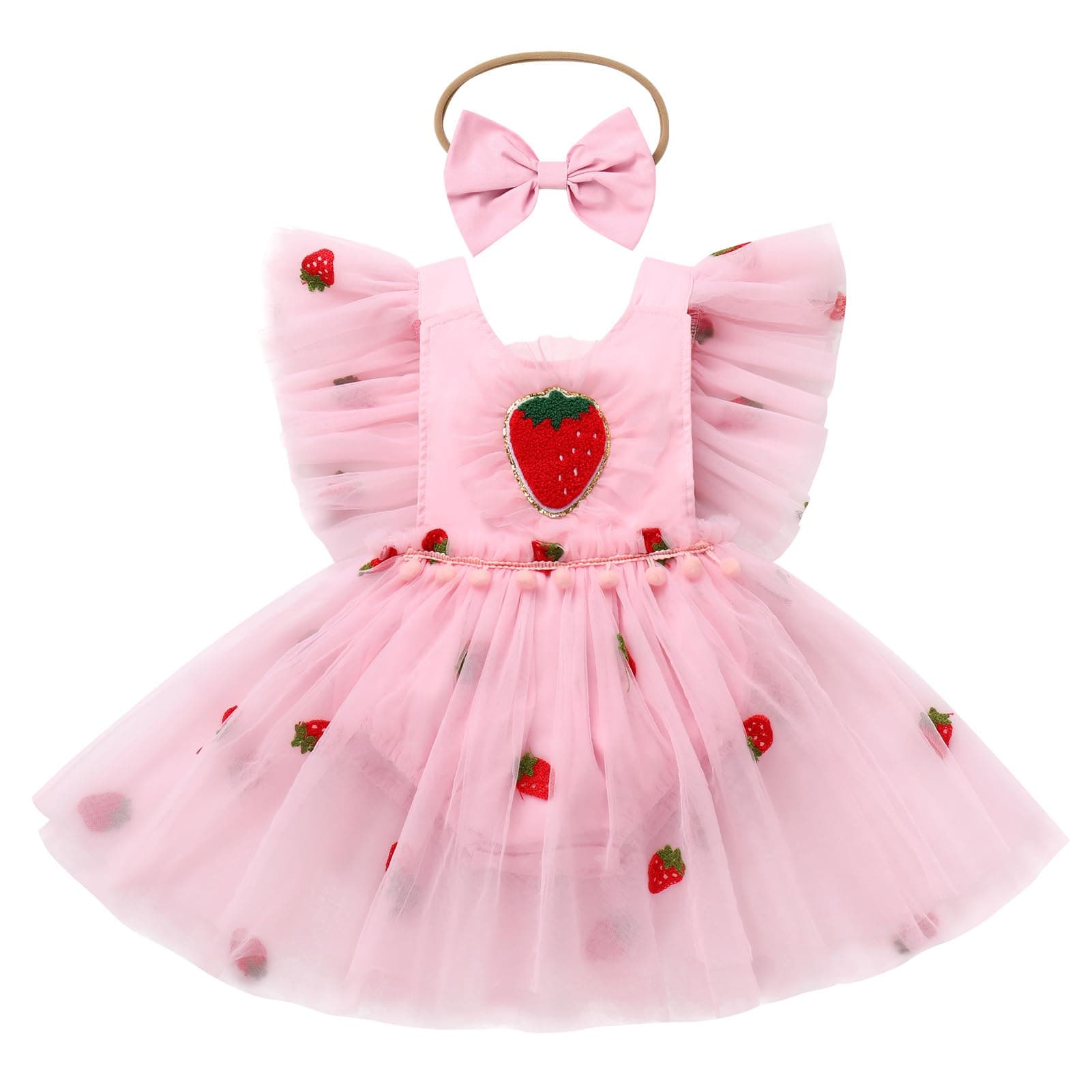 ODASDO Infant Baby Girls Strawberry Flower Dress